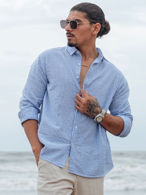 Powerlook Men Micro Checks Opaque Checked Casual Shirt - Image 7