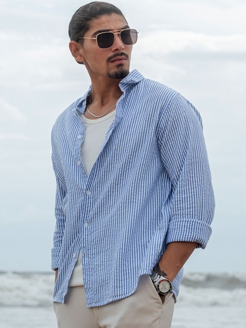 Powerlook Men Micro Checks Opaque Checked Casual Shirt - Image 4