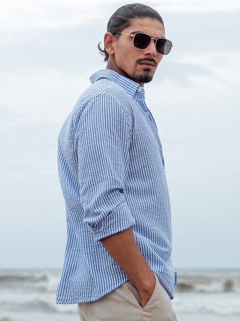 Powerlook Men Micro Checks Opaque Checked Casual Shirt - Image 3