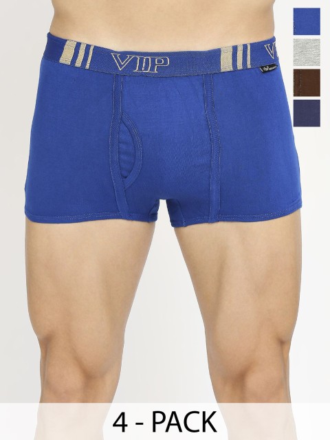 VIP Pack Of 4 Solid Assorted Breathability Trunks VP-MI-TR-BRDPL-10P-PO4-80