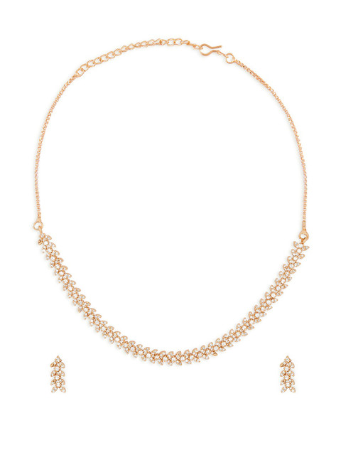 AMI Rose Gold-Plated Cubic Zirconia Studded Jewellery Set - Image 6