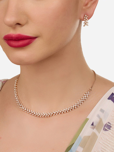 AMI Rose Gold-Plated Cubic Zirconia Studded Jewellery Set - Image 2