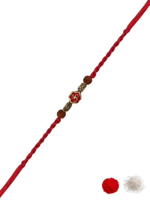 I Jewels Om Rudraksh Thread Rakhi With Roli Chawal & Greeting Card - Image 2