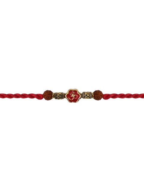 I Jewels Om Rudraksh Thread Rakhi With Roli Chawal & Greeting Card - Image 3