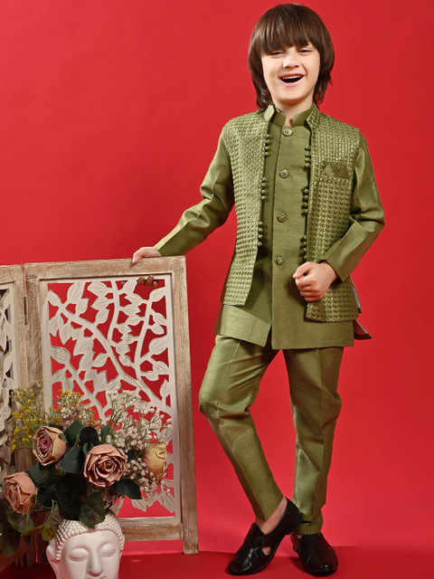 ahhaaaa Boys Embroidered Sherwani Set - Image 5
