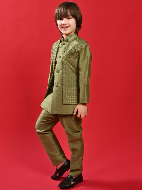 ahhaaaa Boys Embroidered Sherwani Set - Image 3