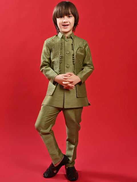 ahhaaaa Boys Embroidered Sherwani Set - Image 6