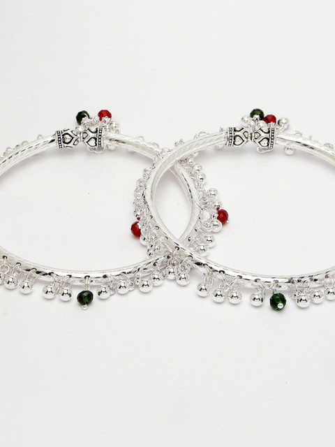 NVR Silver-Plated Beaded Kada Anklets - Image 5