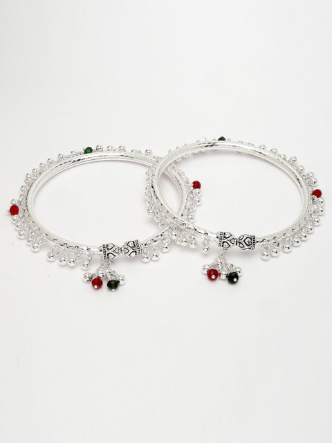 NVR Silver-Plated Beaded Kada Anklets - Image 4