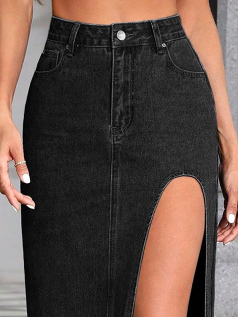 AAHWAN Front Slit Straight Maxi Skirts - Image 5