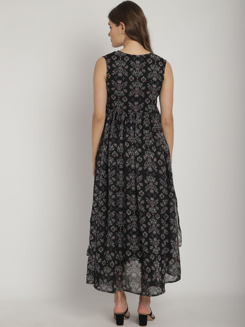 Moms Maternity Floral Printed Georgette Maternity Maxi Dress - Image 6