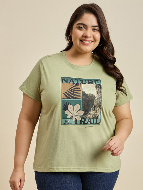 Sztori Women Graphic Printed Extended Sleeves Pockets T-shirt