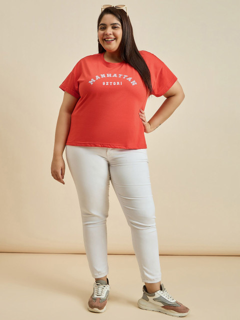 Sztori Women Typography Printed Applique T-shirt - Image 5