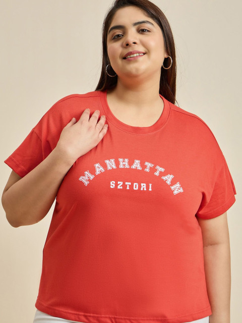 Sztori Women Typography Printed Applique T-shirt - Image 2