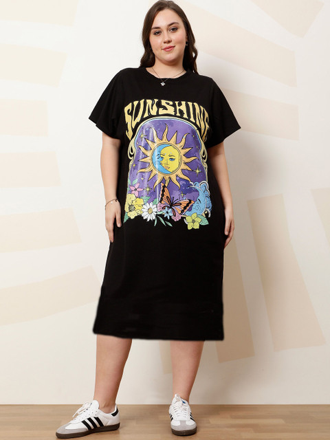 Athena Ample Plus Size Graphic Printed T-shirt Dress