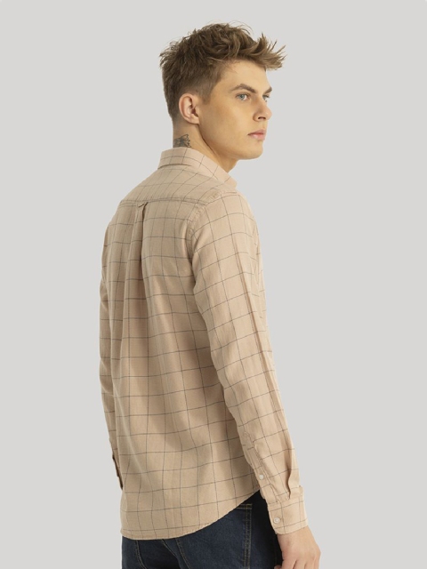 Snitch Men Smart Button-Down Collar Checked Cotton Slim Fit Casual Shirt - Image 3