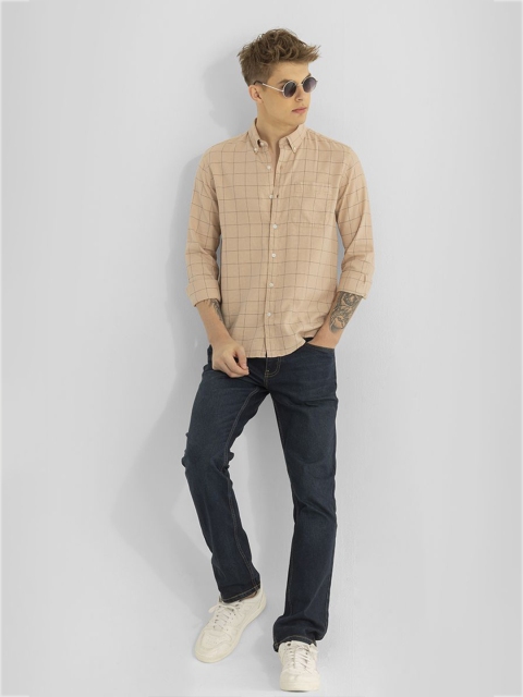 Snitch Men Smart Button-Down Collar Checked Cotton Slim Fit Casual Shirt - Image 4