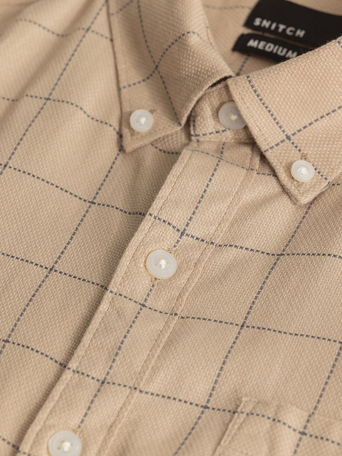 Snitch Men Smart Button-Down Collar Checked Cotton Slim Fit Casual Shirt - Image 6