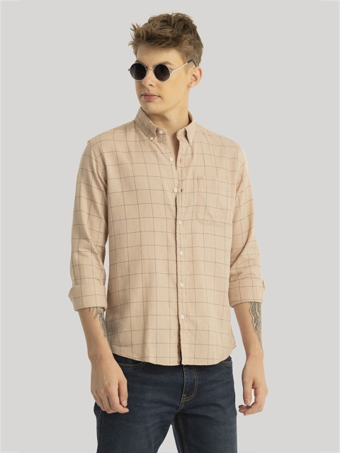 Snitch Men Smart Button-Down Collar Checked Cotton Slim Fit Casual Shirt - Image 5
