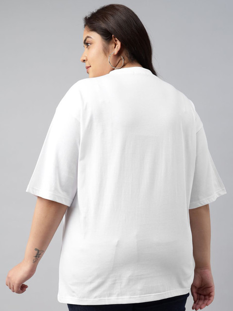 JUNEBERRY Women Solid Round Neck Pure Cotton Plus Size Tshirt - Image 5