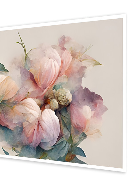 nestroots Pink & Beige 1 Piece Canvas Floral and Botanical Wall Paintings - Image 4