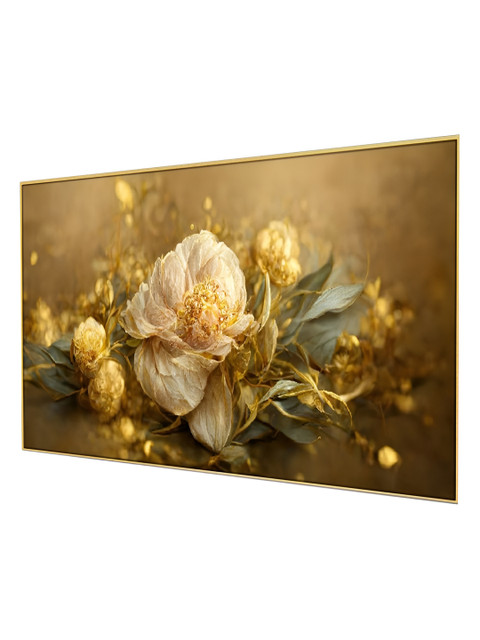 nestroots Gold-Toned & Pink 1 Piece Canvas Floral and Botanical Wall Paintings - Image 5