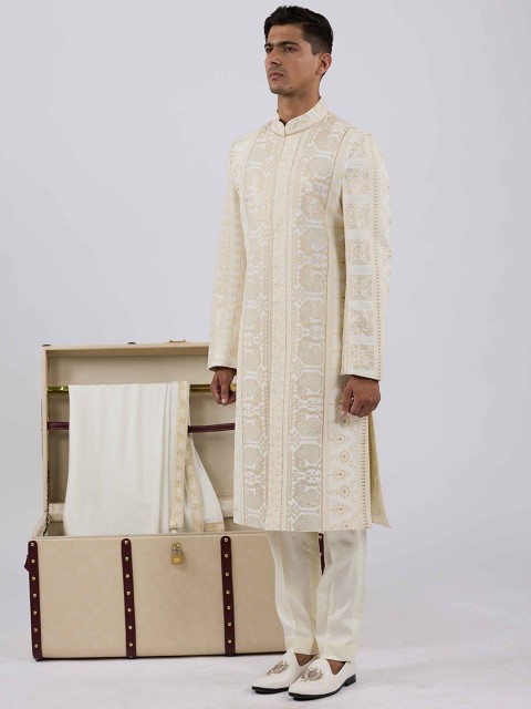 Agrajain Men Embroidered Mansingh Sherwani Set - Image 4