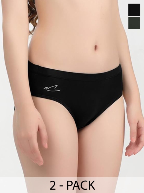 FREECULTR Women Solid 2Pcs MidRise Hipster Briefs