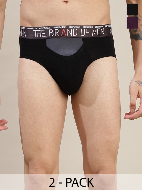 DISPENSER Men Pack Of 2 Stretchable Mid-Rise Basic Briefs