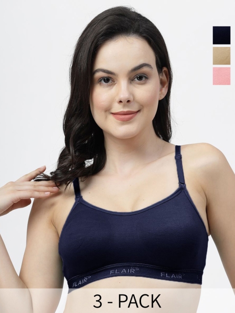 SHYAM SONS FLAIR Pack Of 3 Full Coverage Non Padded Seamless Sports Bra