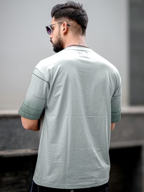 Maniac Men Abstract Printed Neck Cotton Oversized Tshirt - Image 4