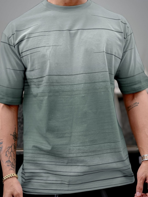 Maniac Men Abstract Printed Neck Cotton Oversized Tshirt - Image 2