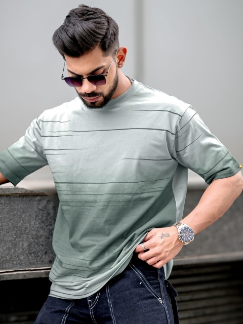 Maniac Men Abstract Printed Neck Cotton Oversized Tshirt - Image 3