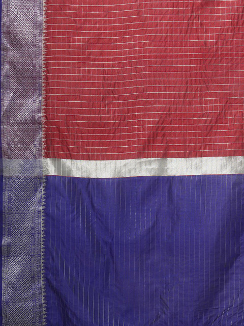 Anouk Woven Design Zari Taant Saree - Image 5