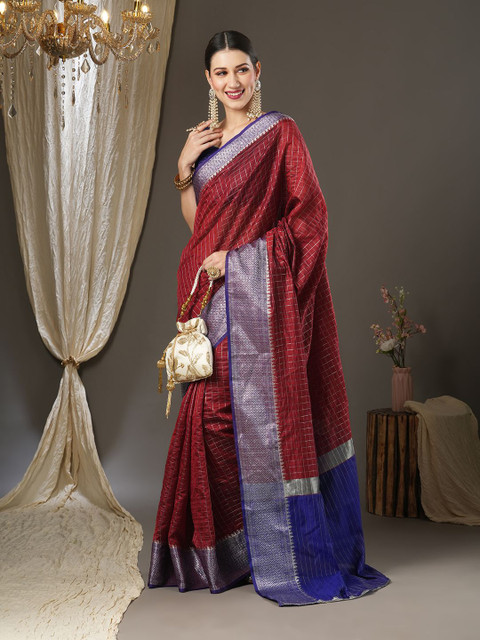 Anouk Woven Design Zari Taant Saree - Image 2