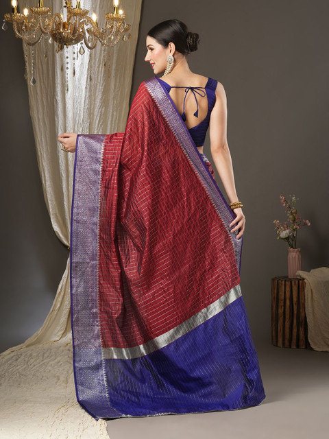 Anouk Woven Design Zari Taant Saree - Image 3