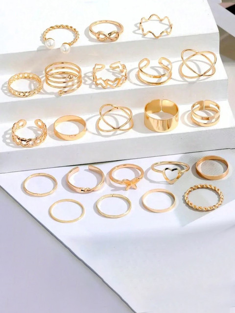 YouBella Set Of 22 Gold-Plated Finger Ring