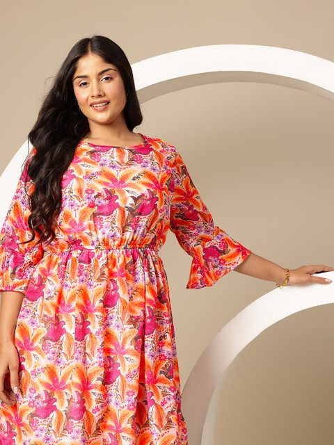 Sztori Plus Size Floral Print A-Line Dress