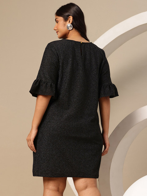 Sztori Plus Size Shimmery Bell Sleeves Party Sheath Dress - Image 5