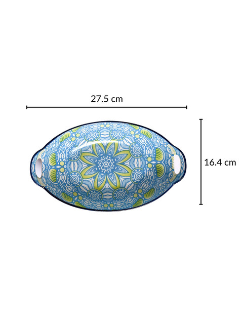 Nestasia Blue & White 2Pcs Mandala Printed Ceramic Bakeware With Handle - Image 7