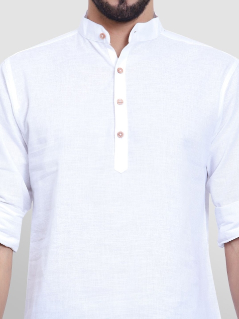 TrendiVastra Band Collar Roll-Up Sleeves Cotton Short Straight Kurta - Image 2