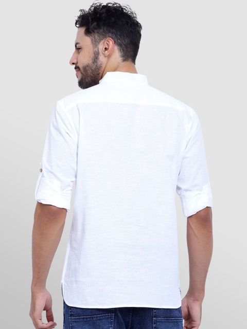 TrendiVastra Band Collar Roll-Up Sleeves Cotton Short Straight Kurta - Image 4
