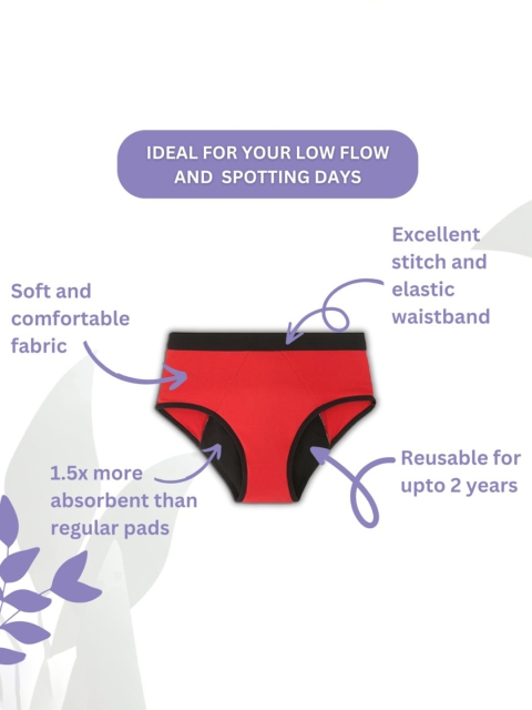 CareDone Washable and Reusable Mid Rise Leak-Proof Cotton Period Brief - Image 6