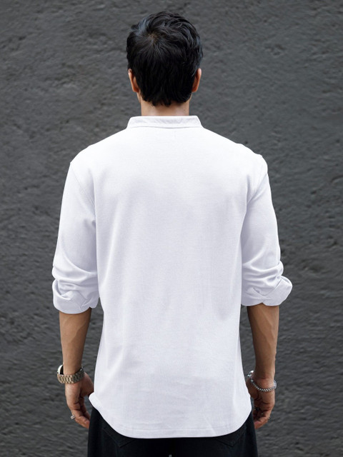 Maniac Men Solid Henley Neck Cotton Slim Fit Tshirt - Image 4