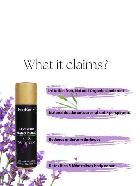 EcoBerry Lavender Ylang Ylang Stick Deodorant - 100ml - Image 2