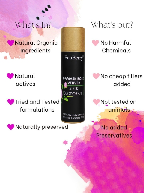 EcoBerry Damask Rose Vetiver Stick Deodorant - 100ml - Image 3