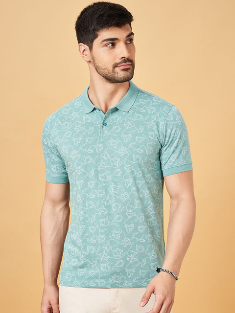 BYFORD by Pantaloons Men Tropical Printed Polo Collar Cotton Slim Fit T-Shirt