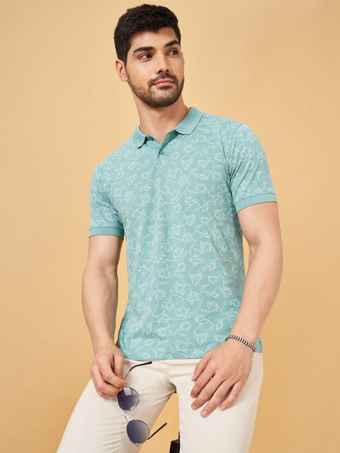 BYFORD by Pantaloons Men Tropical Printed Polo Collar Cotton Slim Fit T-Shirt - Image 5