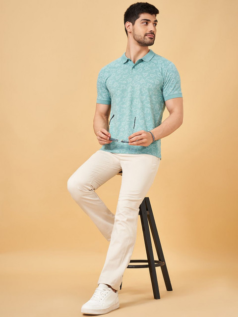 BYFORD by Pantaloons Men Tropical Printed Polo Collar Cotton Slim Fit T-Shirt - Image 6