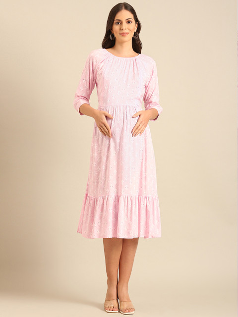 NIGHTSPREE Print Maternity Fit & Flare Dress